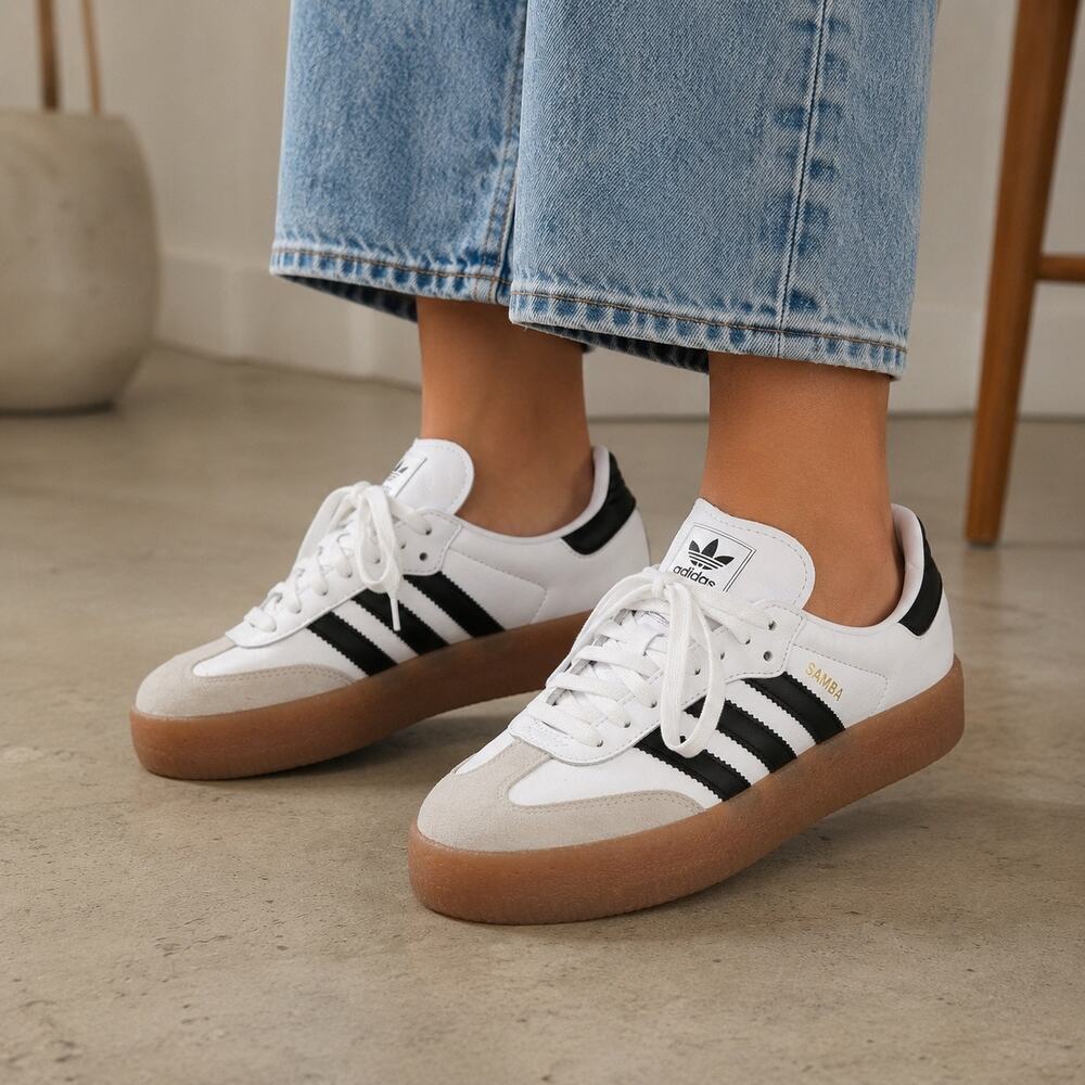 Adidas Samba XLG White Black Gum Sole Sneakers Womenβs 6
